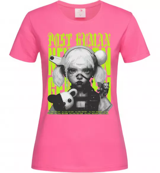 Жіноча футболка Post human Яскраво-рожевий фото
