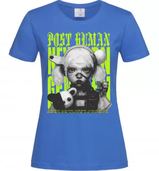 Жіноча футболка Post human Яскраво-синій фото