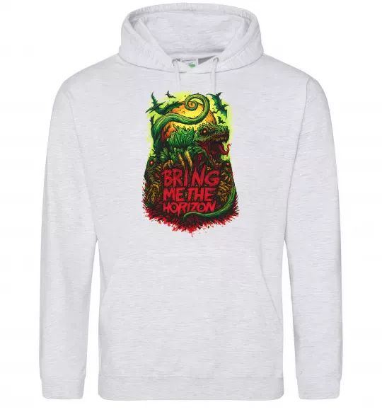 Мужская толстовка (худи) Dino Bring me the Horizon Серый меланж фото