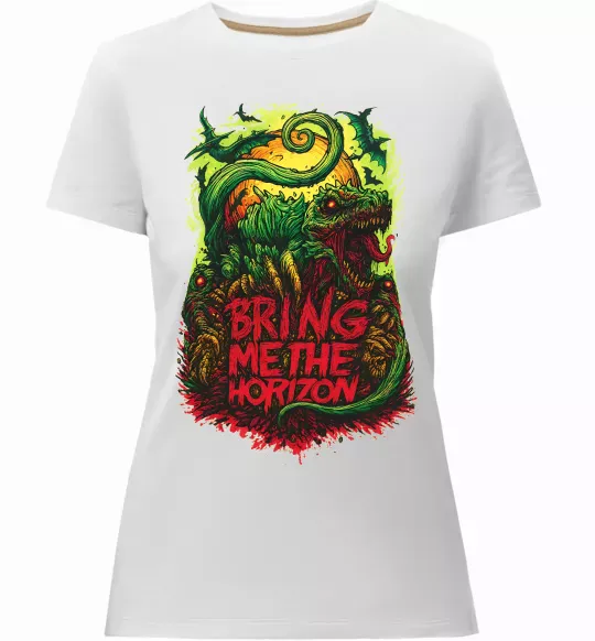 Женская премиум футболка Dino Bring me the Horizon Белый фото