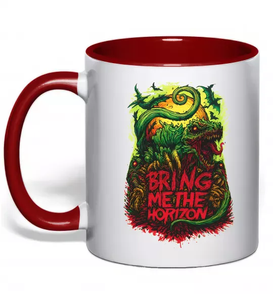 Чашка с цветной ручкой Dino Bring me the Horizon Красный фото
