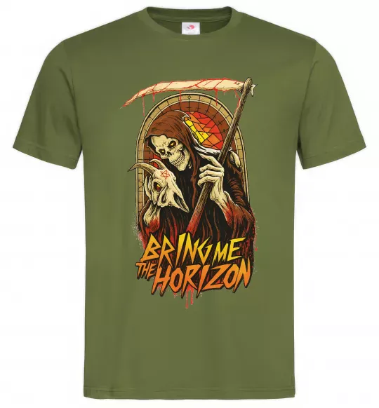 Чоловіча футболка Death Bring me the Horizon Оливковий фото
