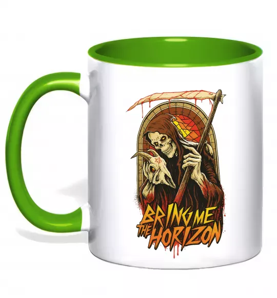 Чашка с цветной ручкой Death Bring me the Horizon Зеленый фото