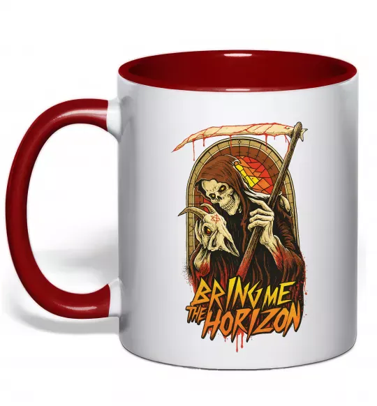 Чашка с цветной ручкой Death Bring me the Horizon Красный фото