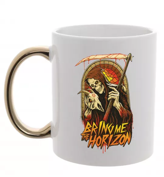 Чашка с цветной ручкой Death Bring me the Horizon Золото фото