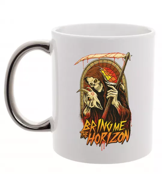 Чашка с цветной ручкой Death Bring me the Horizon Серебро фото