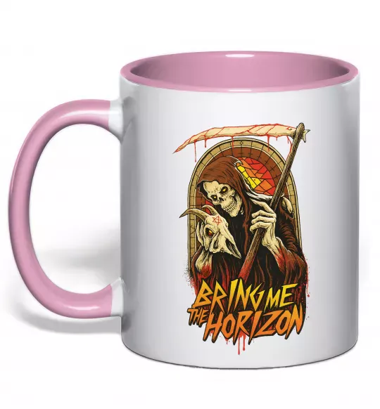 Чашка с цветной ручкой Death Bring me the Horizon Нежно розовый фото