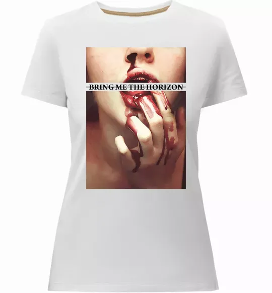 Женская премиум футболка Bring me the Horizon bloodlust Белый фото