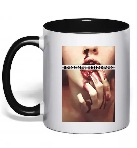 Чашка з кольоровою ручкою Bring me the Horizon bloodlust Чорний фото
