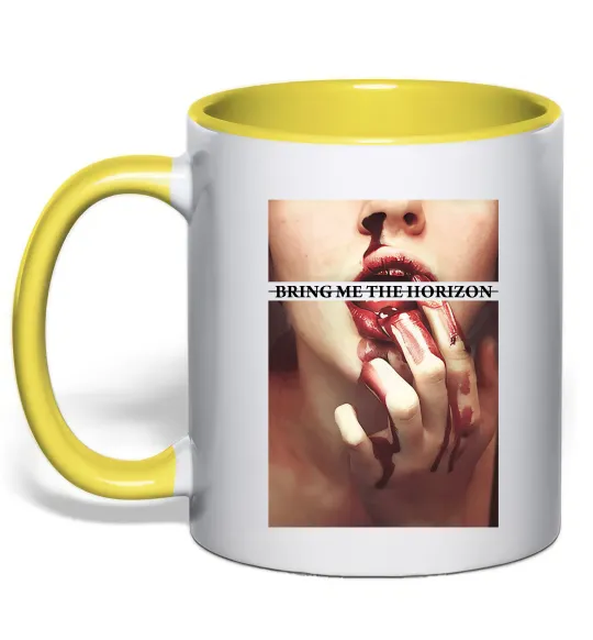 Чашка с цветной ручкой Bring me the Horizon bloodlust Лимонный фото