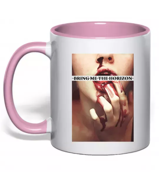 Чашка з кольоровою ручкою Bring me the Horizon bloodlust Ніжно рожевий фото