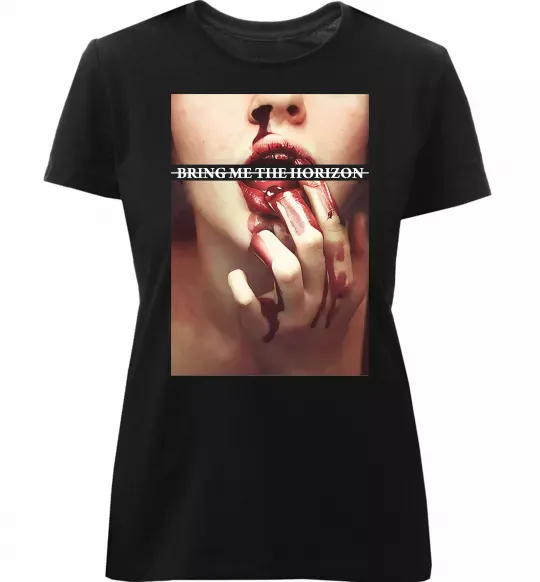 Женская премиум футболка Bring me the Horizon bloodlust Черный фото