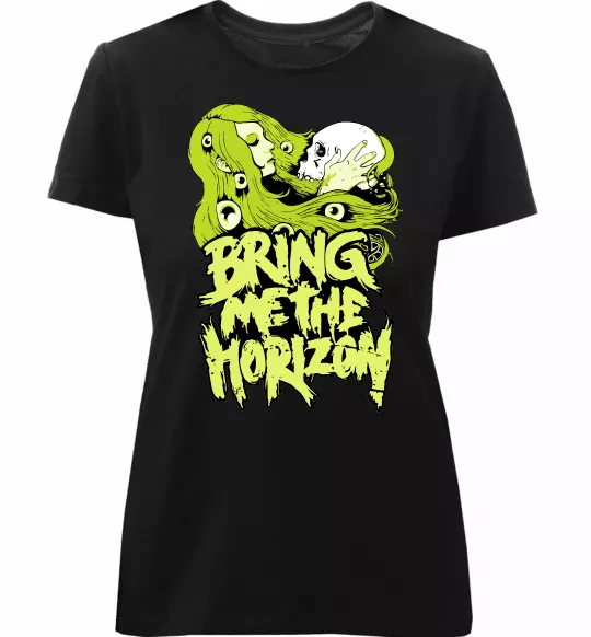 Женская премиум футболка Bring me the Horizon toxic Черный фото