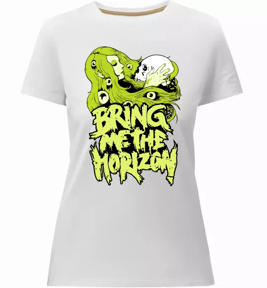 Женская премиум футболка Bring me the Horizon toxic Белый фото