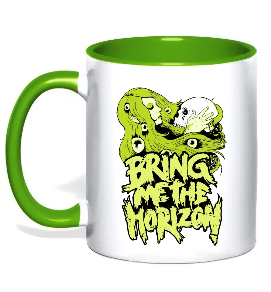 Чашка с цветной ручкой Bring me the Horizon toxic Лаймовый фото