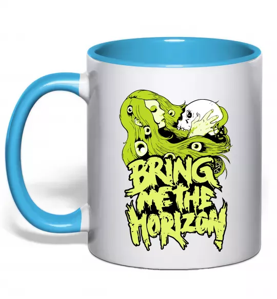 Чашка с цветной ручкой Bring me the Horizon toxic Голубой фото