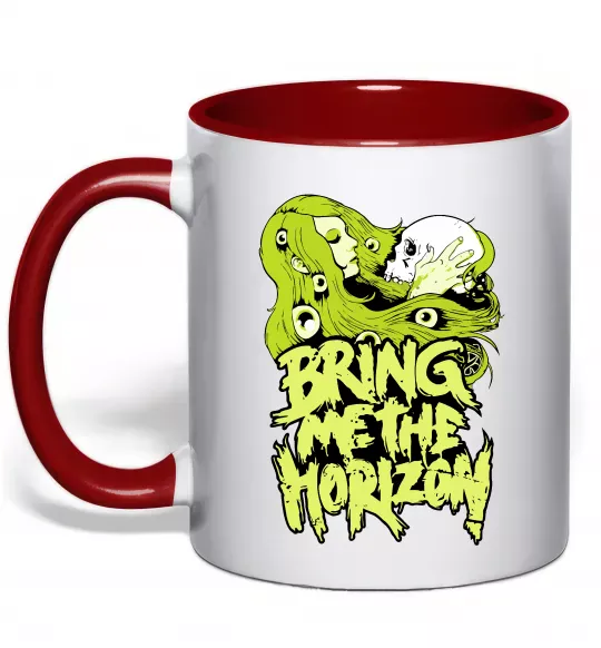 Чашка с цветной ручкой Bring me the Horizon toxic Красный фото