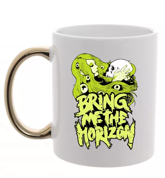 Чашка с цветной ручкой Bring me the Horizon toxic Золото фото