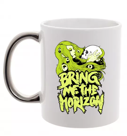 Чашка с цветной ручкой Bring me the Horizon toxic Серебро фото