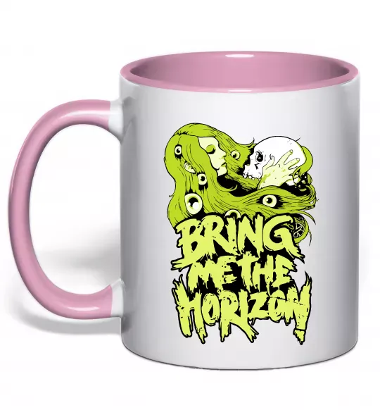 Чашка с цветной ручкой Bring me the Horizon toxic Нежно розовый фото