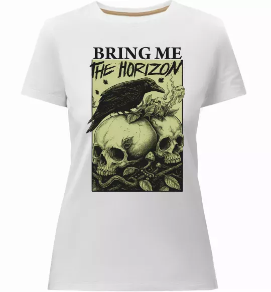 Жіноча преміум футболка Bring me the Horizon черепи Білий фото