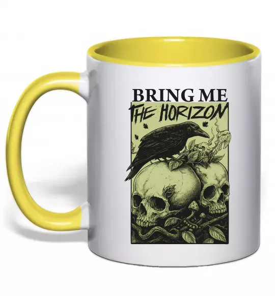 Чашка с цветной ручкой Bring me the Horizon черепи Солнечно желтый фото