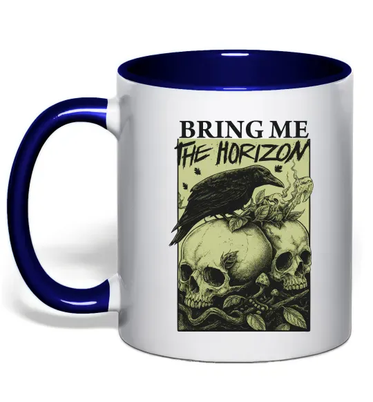 Чашка с цветной ручкой Bring me the Horizon черепи Глубокий темно-синий фото