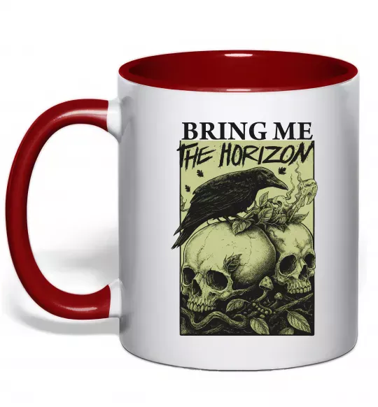 Чашка с цветной ручкой Bring me the Horizon черепи Красный фото