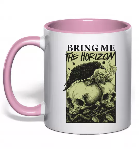 Чашка с цветной ручкой Bring me the Horizon черепи Нежно розовый фото