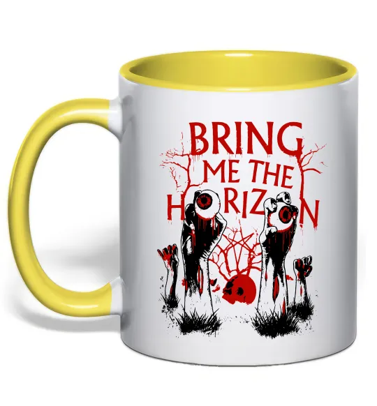 Чашка з кольоровою ручкою Bring me the Horizon Eyes Лимонний фото