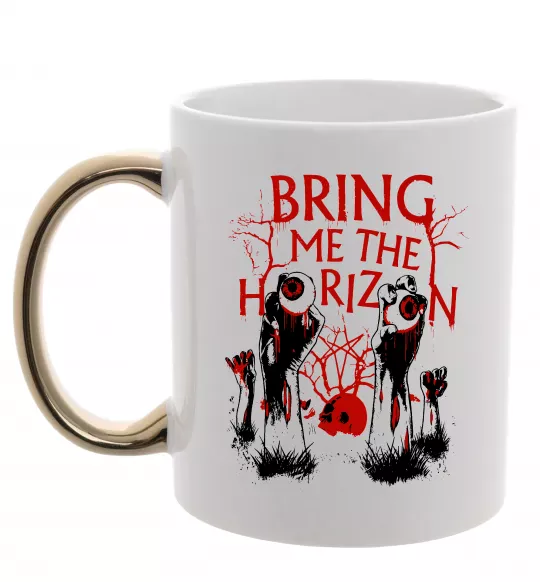 Чашка с цветной ручкой Bring me the Horizon Eyes Золото фото