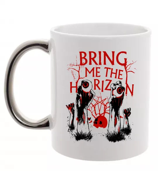 Чашка с цветной ручкой Bring me the Horizon Eyes Серебро фото