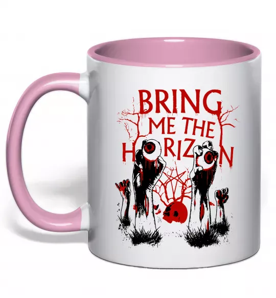 Чашка с цветной ручкой Bring me the Horizon Eyes Нежно розовый фото