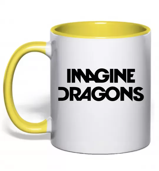 Чашка с цветной ручкой Imagine Dragons logo Солнечно желтый фото