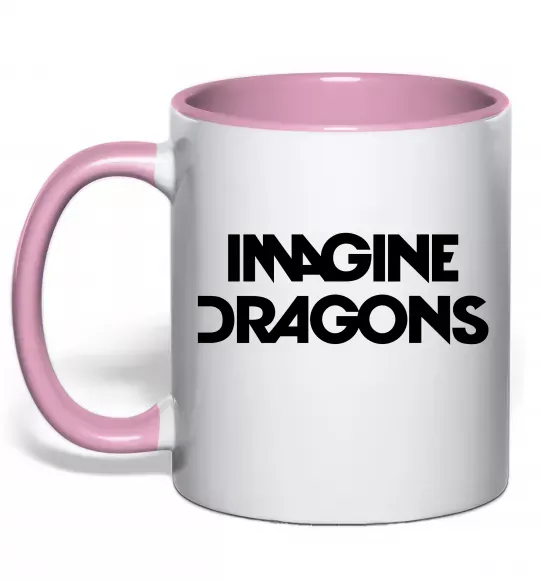Чашка с цветной ручкой Imagine Dragons logo Нежно розовый фото