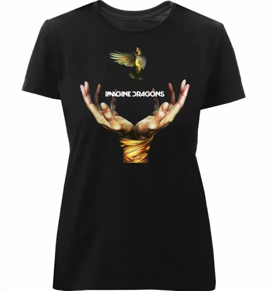 Женская премиум футболка Imagine Dragons птах Черный фото