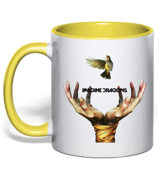 Чашка з кольоровою ручкою Imagine Dragons птах Лимонний фото