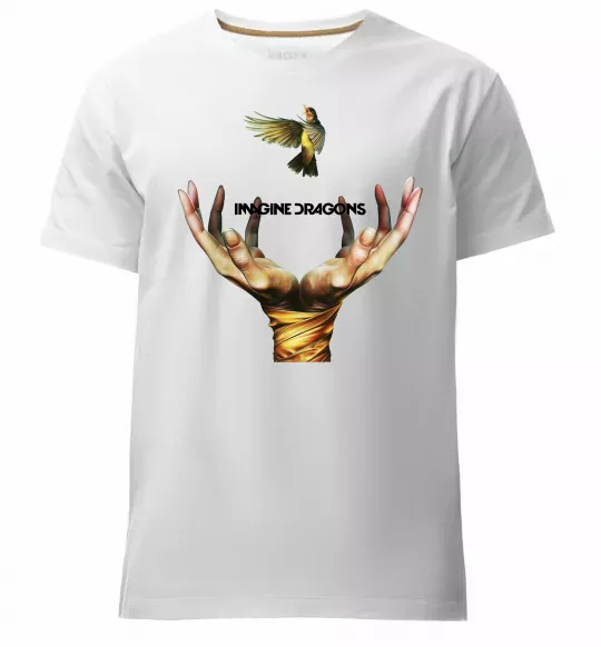 Чоловіча преміум футболка Imagine Dragons птах Білий фото