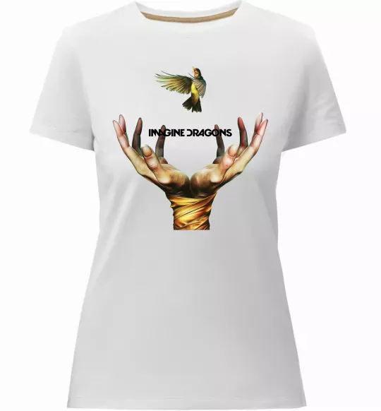 Женская премиум футболка Imagine Dragons птах Белый фото