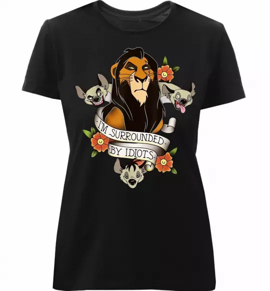 Жіноча преміум футболка I`m surrounded by idiots Чорний фото