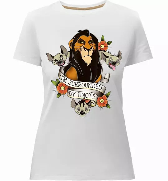 Жіноча преміум футболка I`m surrounded by idiots Білий фото