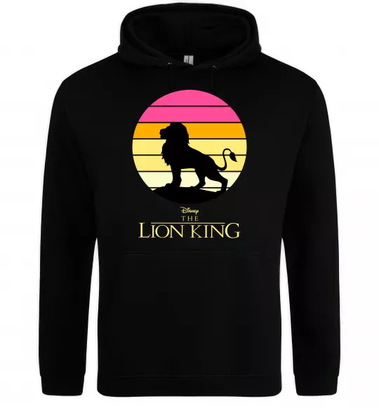 Мужская толстовка (худи) Lion king sunset Черный фото