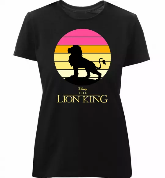 Женская премиум футболка Lion king sunset Черный фото