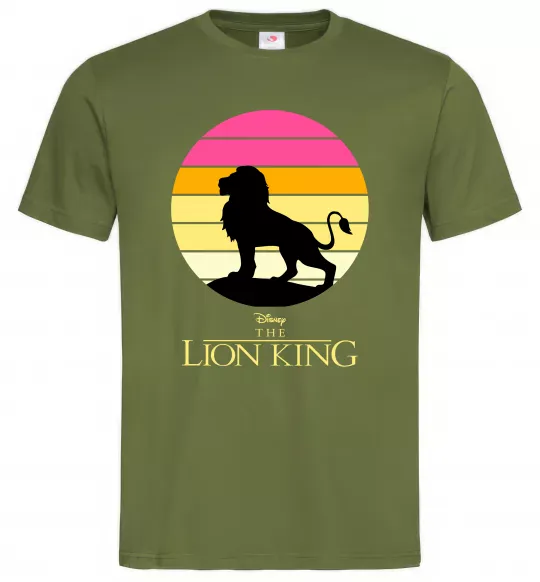 Мужская футболка Lion king sunset Оливковый фото
