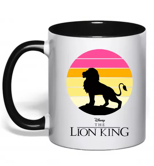 Чашка з кольоровою ручкою Lion king sunset Чорний фото
