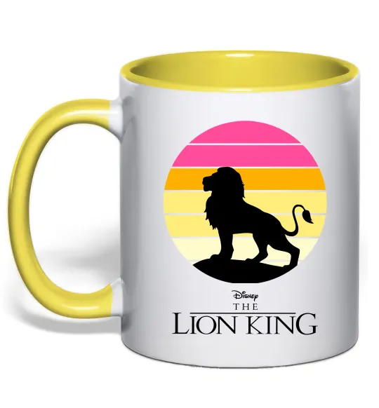 Чашка с цветной ручкой Lion king sunset Лимонный фото