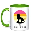 Чашка с цветной ручкой Lion king sunset Лаймовый фото