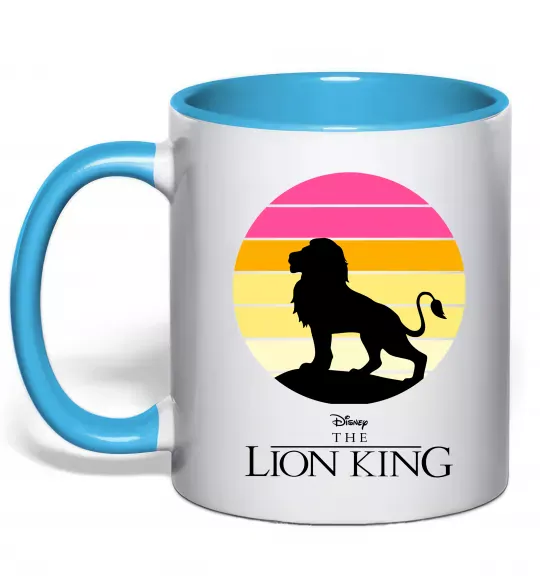 Чашка з кольоровою ручкою Lion king sunset Блакитний фото