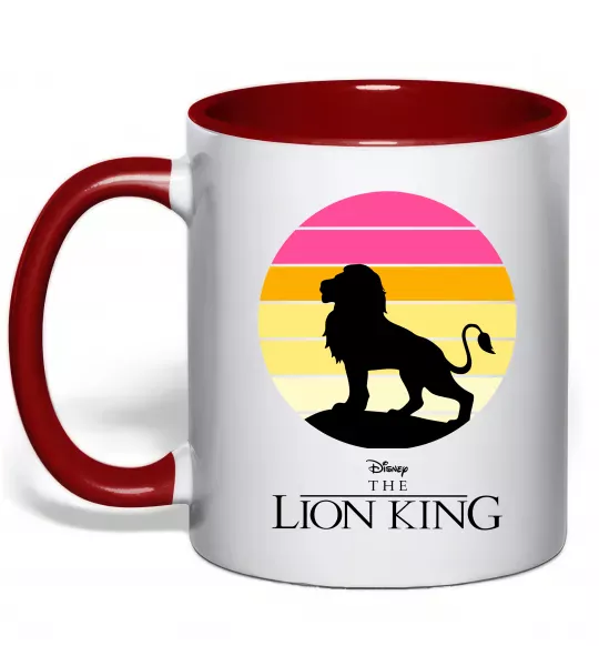 Чашка з кольоровою ручкою Lion king sunset Червоний фото