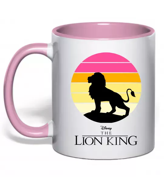Чашка з кольоровою ручкою Lion king sunset Ніжно рожевий фото